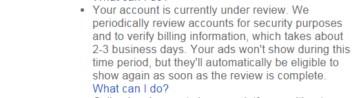 Your account is currently under review