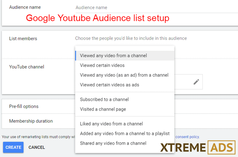 Google Facebook Video Audience List Setup