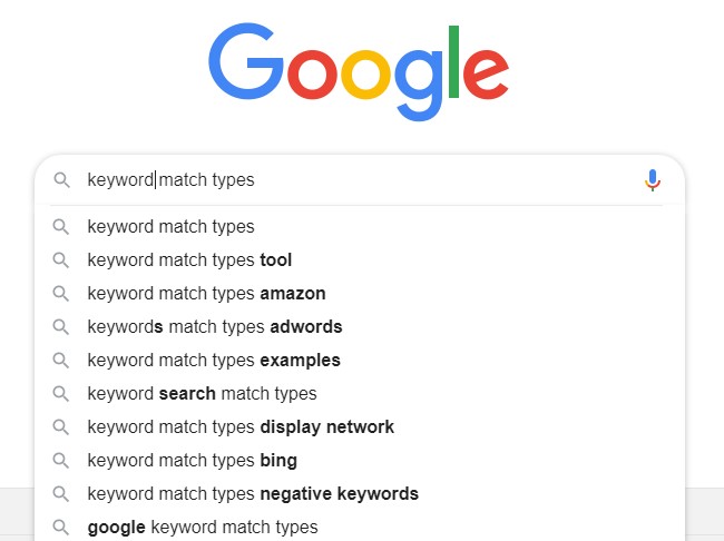 GoogleAds Keywords Match Type