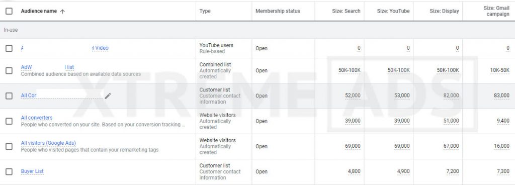 Remarkteing Ads audience list